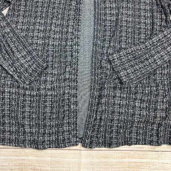 J.Jill Wearever Collection Black White Tweed Open Front Cardigan Size Small - Picture 13 of 14